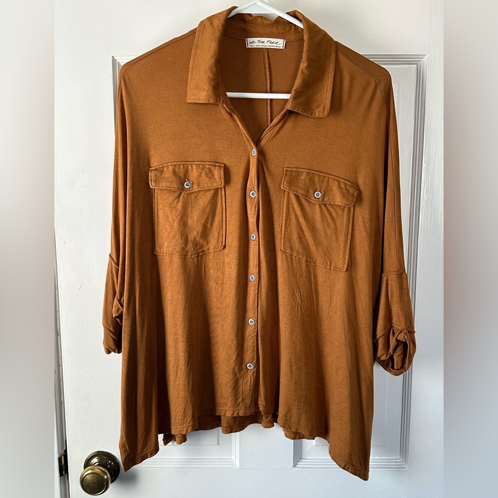 We the Free Brown Button-Up Shirt